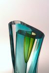 Double bubble lime turquoise cut vase